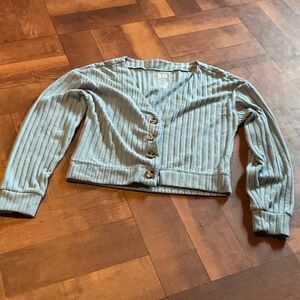 SO Light Blue Ribbed Cardigan with Buttons